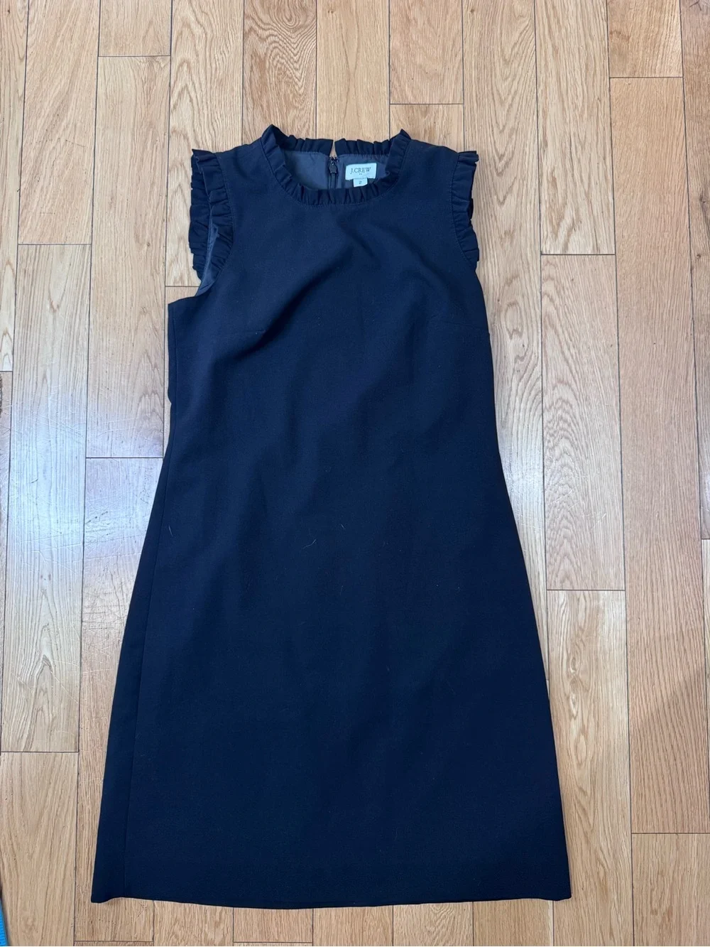J. Crew Suiting Black Sleeveless Ruffle-Trim Mini Dress 2